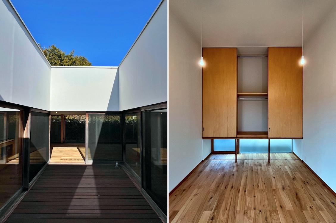 茅ヶ崎市東海岸南四丁目の売買物件/左：中庭｜右：洋室3の収納