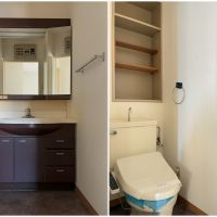 藤沢市辻堂六丁目の賃貸物件/左：洗面台｜右：トイレ