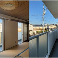 藤沢市辻堂六丁目の賃貸物件/和室｜掃き出し窓が2カ所。北側バルコニーからの景色はこんな感じ