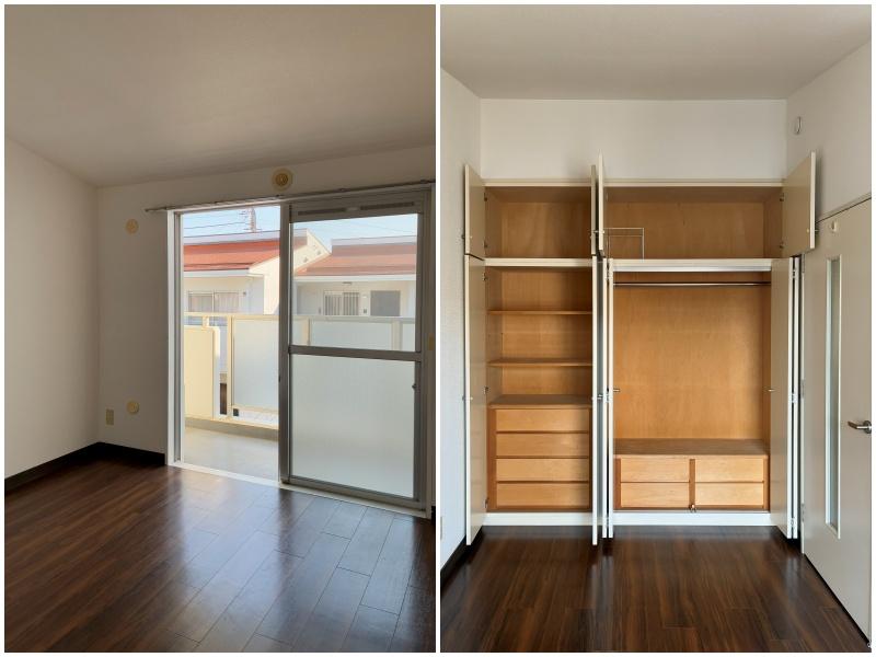 藤沢市辻堂六丁目の賃貸物件/洋室｜南側バルコニーへ出られます。備え付けの洋服ダンスが可愛らしい