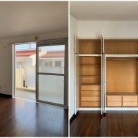 藤沢市辻堂六丁目の賃貸物件/洋室｜南側バルコニーへ出られます。備え付けの洋服ダンスが可愛らしい