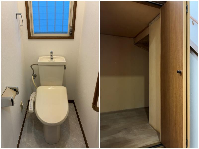 鎌倉市材木座三丁目の賃貸物件/左：1階トイレ｜右：階段下収納