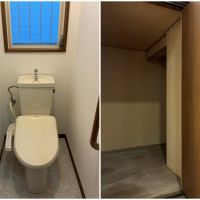 鎌倉市材木座三丁目の賃貸物件/左：1階トイレ｜右：階段下収納