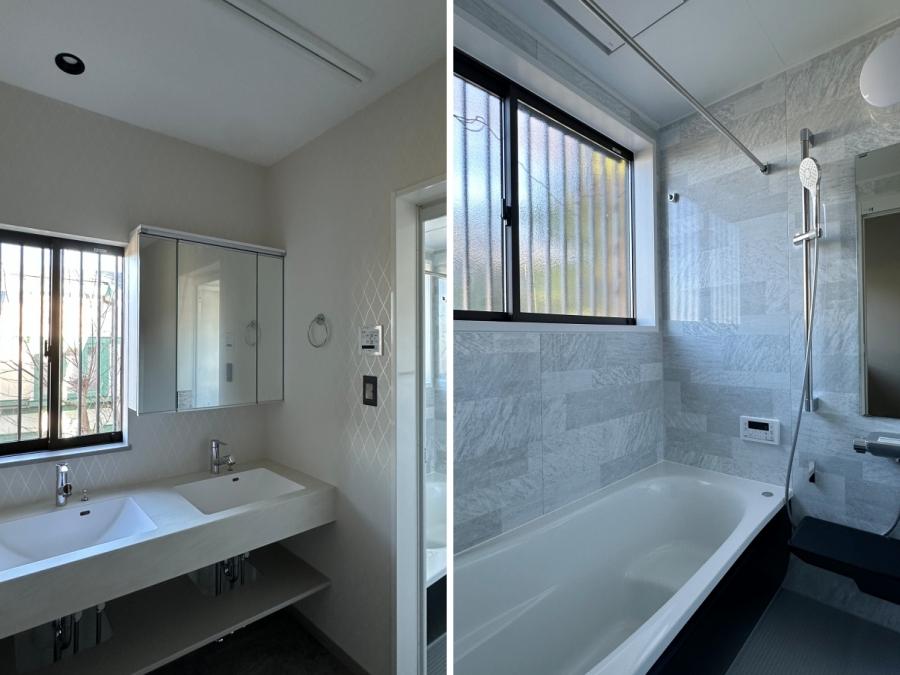 鎌倉市笛田六丁目の売買物件/左：洗面｜右：浴室