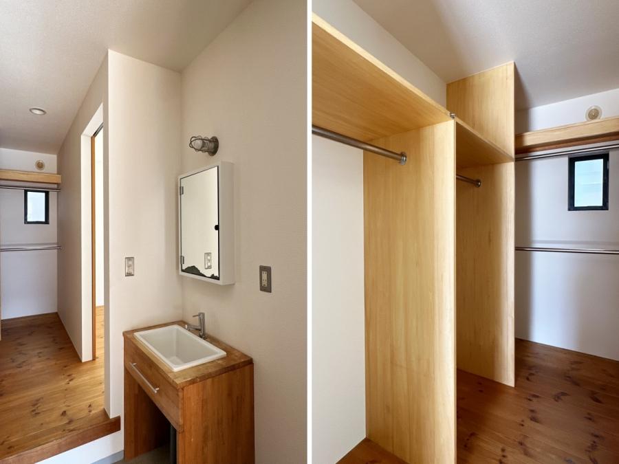 藤沢市片瀬三丁目の売買物件/左：洗面｜右：1階納戸