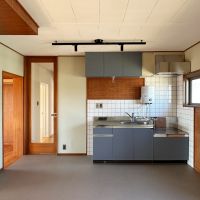 大磯町生沢の賃貸物件/ダイニングキッチン｜シンクの上と右手の壁は有孔ボードウォール。お気に入りのキッチングッズをガシガシ掛けてください