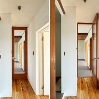 大磯町生沢の賃貸物件/玄関ホール｜ダイニングへ続くドアを開けた時と閉めた時