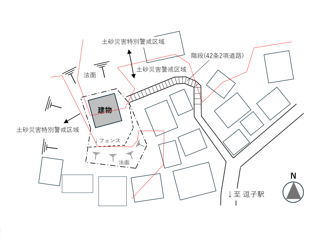 逗子市山の根二丁目の売買物件/概略敷地図｜現況と異なる場合があります