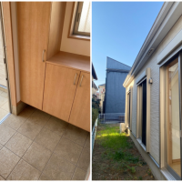 藤沢市藤沢一丁目の賃貸物件/玄関│建物南側、自転車や園芸道具を置いてもいいかも