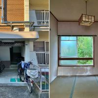 逗子市逗子三丁目の賃貸物件/左：エントランス｜右：北側の4畳半