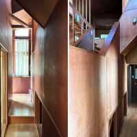 鎌倉市七里ガ浜東五丁目の売買物件/左：洋室を出た廊下から玄関を見る｜右：玄関から洗面側を見る