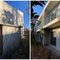 鎌倉市津西の売買物件/社員寮｜外壁の状態は悪くなさそうです。陸屋根のため排水経路や防水処理が必須