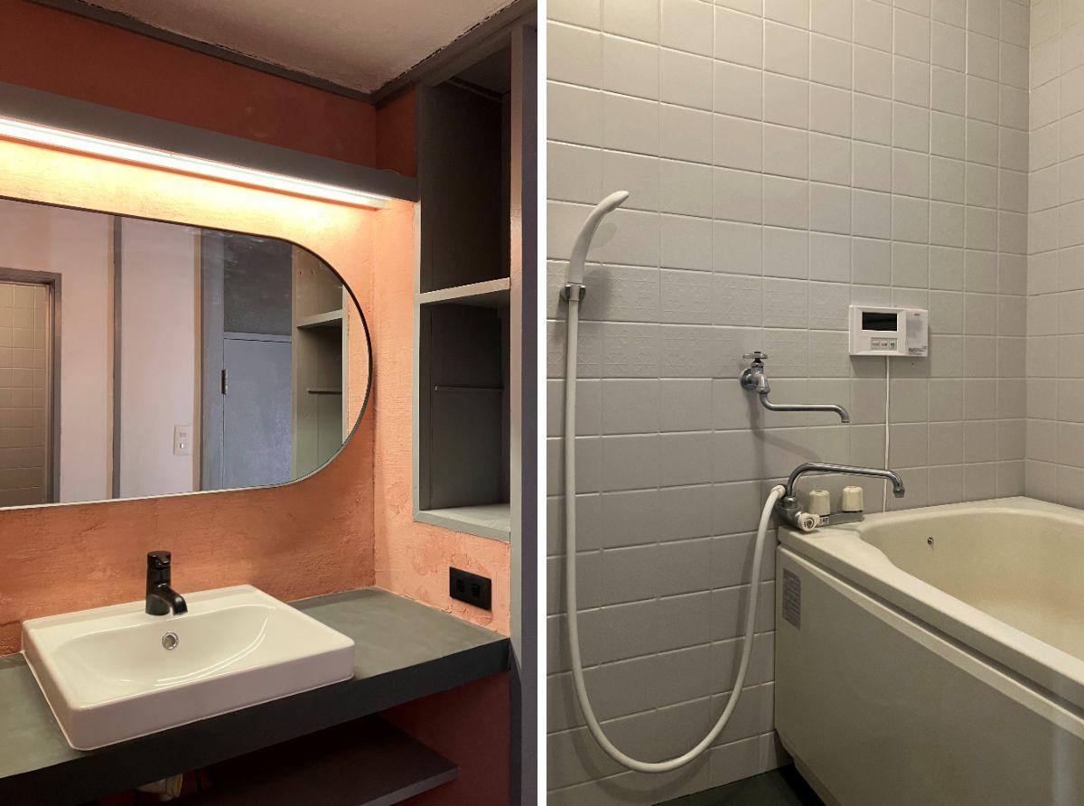 鎌倉市梶原五丁目の賃貸物件/洗面所｜風呂｜広々したワイドな洗面所。ふろは給湯器を更新し、内装を綺麗に。