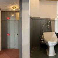 鎌倉市梶原五丁目の賃貸物件/収納｜トイレ｜既存の収納は取っ手を変えてポップに。