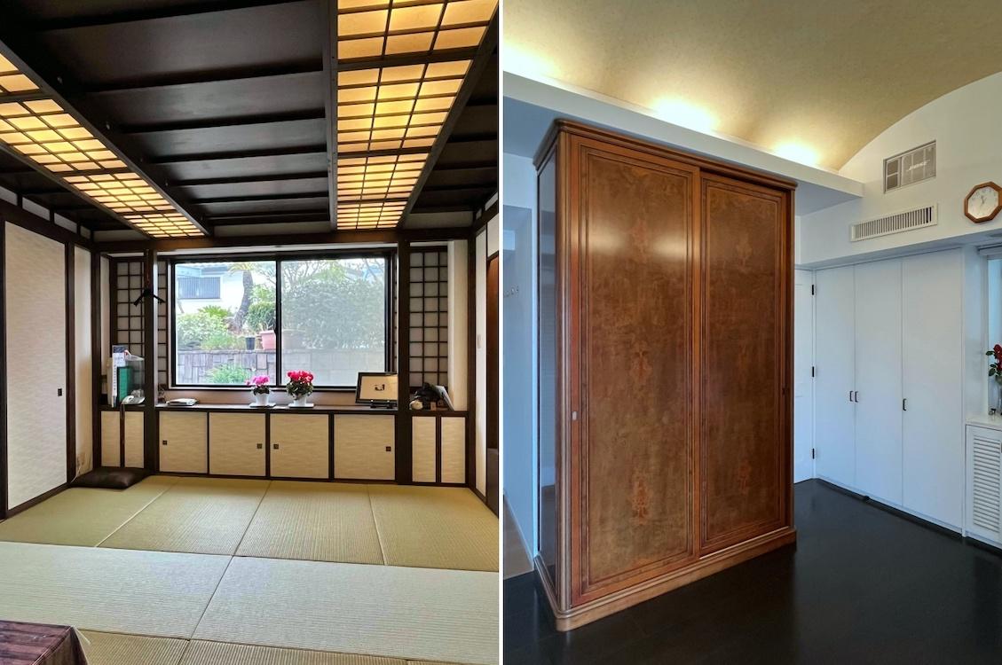 鎌倉市腰越の売買物件/左：1階和室はもてなしの空間といった印象｜右：2階主寝室の収納
