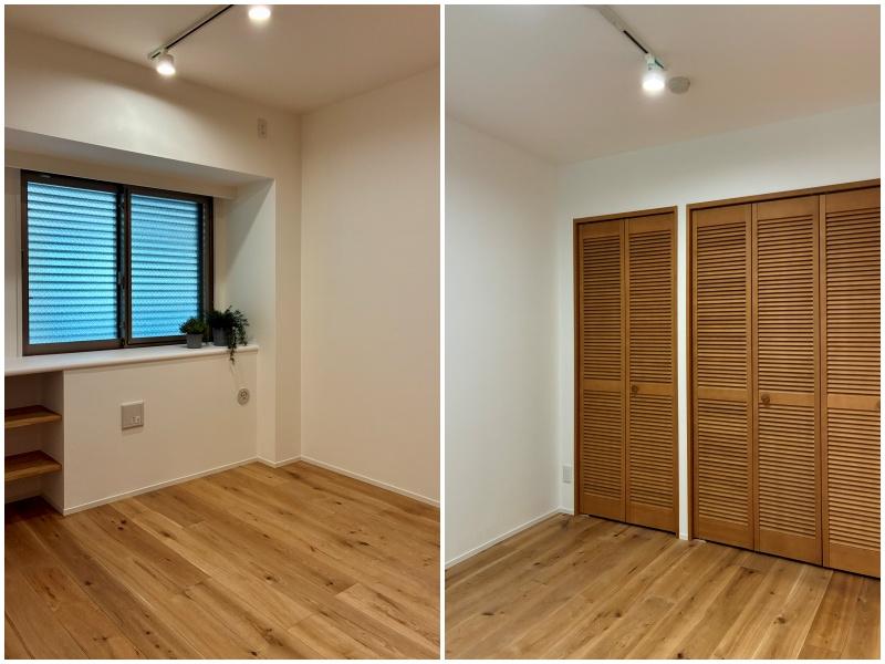 鎌倉市材木座三丁目の売買物件/北側の洋室。収納扉はルーバーで湿気を逃がします