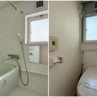 藤沢市辻堂太平台一丁目の賃貸物件/左：浴室（2019年にリフォーム済）｜右：トイレ（ウォシュレット付）