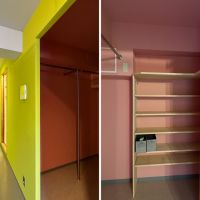 藤沢市片瀬海岸一丁目の賃貸物件/左：リビングから玄関を見る｜右：ウォークインクローゼット