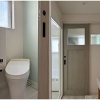 藤沢市鵠沼東の売買物件/トイレ（給湯器も設置されています）｜トイレの扉を閉めたところ