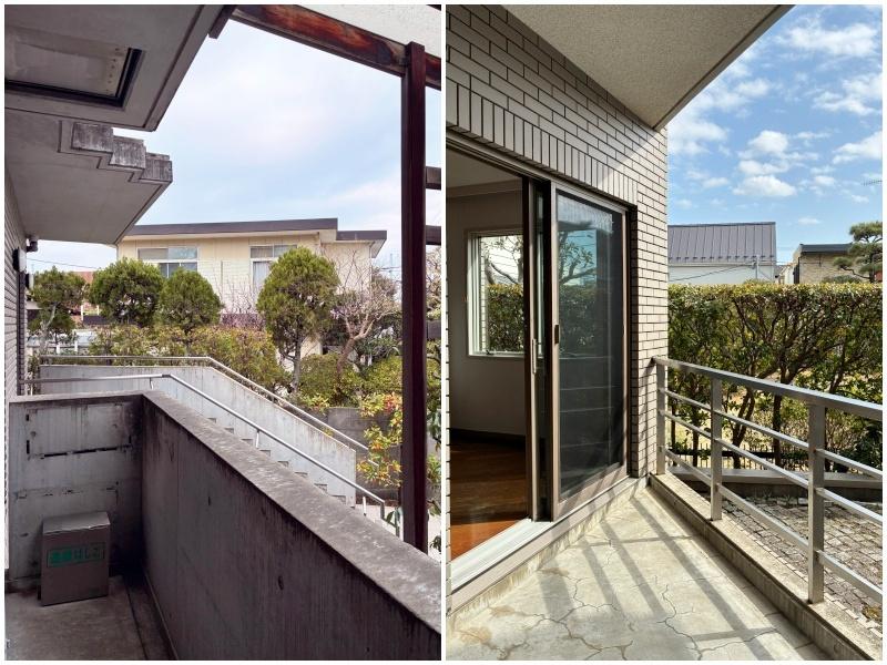 藤沢市片瀬海岸三丁目の賃貸物件/左：北側バルコニー｜右：南側バルコニー