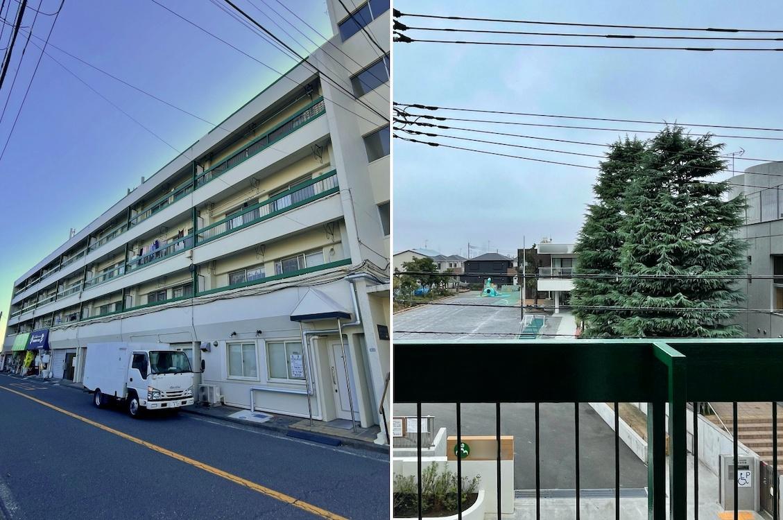 横浜市南区永田山王台の売買物件/外観とバルコニーからの眺め