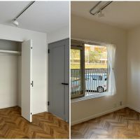 逗子市小坪二丁目の売買物件/北側洋室｜5.4帖。建物は、昭和の団地に多い「階段室型」。北と南、両方の窓を開けると、気持ちの良い風が室内を抜けていきます