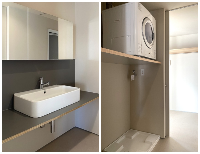 横浜市金沢区寺前一丁目の賃貸物件/洗面台│ガス乾燥機と洗濯機置き場