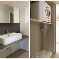 横浜市金沢区寺前一丁目の賃貸物件/洗面台│ガス乾燥機と洗濯機置き場