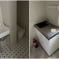 鎌倉市御成町の賃貸物件/トイレ｜小さな給湯室（洗濯機置き場もありました）