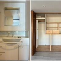 逗子市小坪五丁目の売買物件/左：洗面台｜右：収納