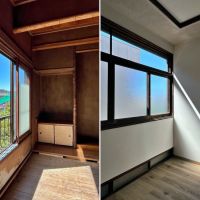 鎌倉市御成町の賃貸物件/左：#01の窓際は座卓での執筆活動が似合う｜右：#02の光のラインはいつまでも見ていられます