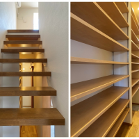 藤沢市本鵠沼四丁目の賃貸物件/2階への階段│土間リビングにつながる収納スペース