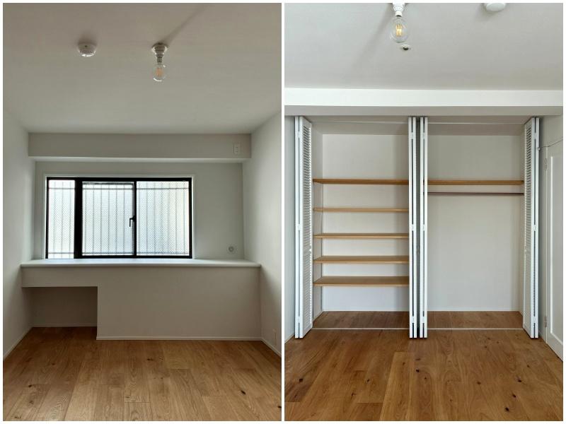 横須賀市秋谷一丁目の売買物件/北側洋室｜共用通路に面して窓があり、暗さは感じにくいものの、ここは寝室として割り切って使うのが良さそうです