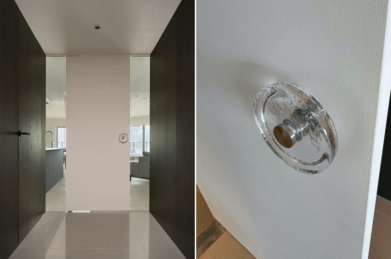 横須賀市秋谷一丁目の賃貸物件/リビングへの扉とそのドアハンドル｜まるでアートギャラリーのような空間とパーツに感動してしまいました