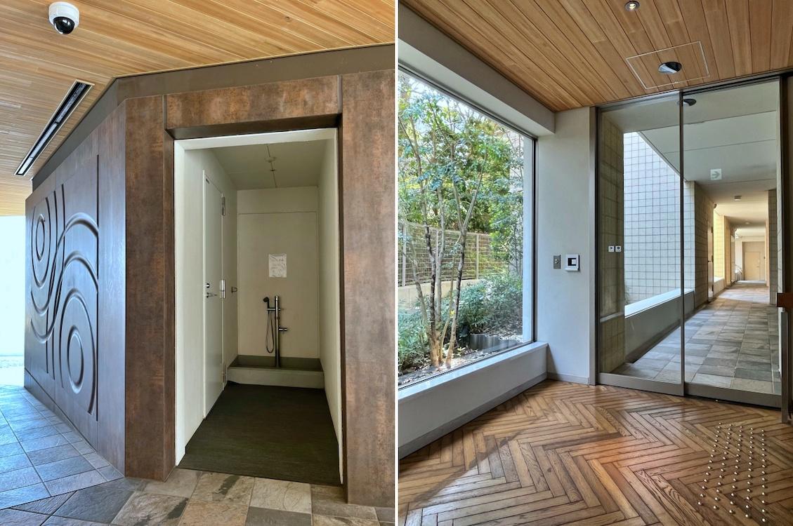 横須賀市秋谷一丁目の賃貸物件/共用部分｜足洗い場やエントランスは木のテイストが上質なリゾート施設のよう