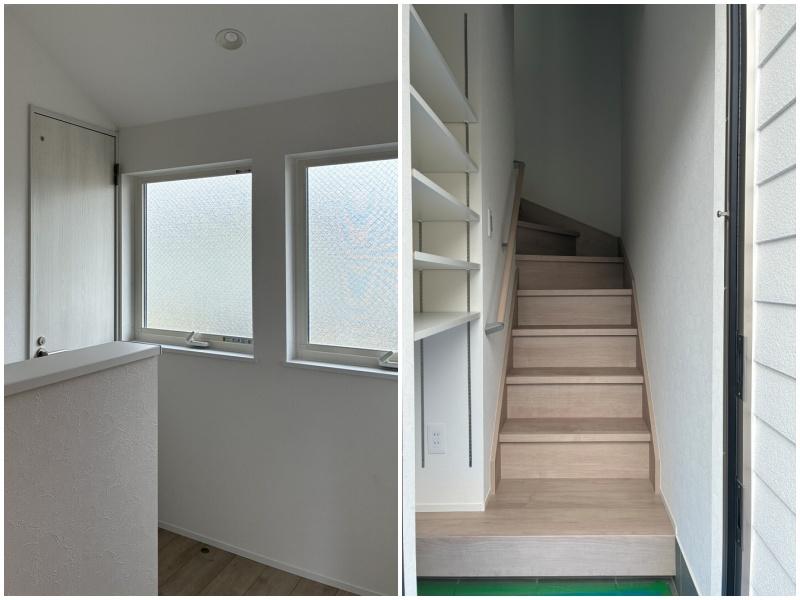藤沢市本町二丁目の賃貸物件/階段を上がり切ったところに窓もしっかり｜玄関は1階です