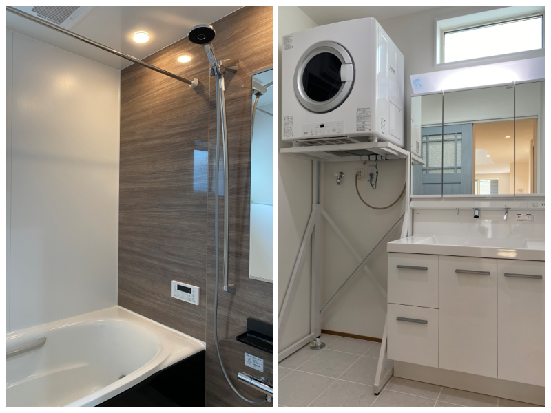 藤沢市辻堂五丁目の売買物件/浴室│洗面室には、都市ガス乾燥機「幹太くん」が付いていてうれしい