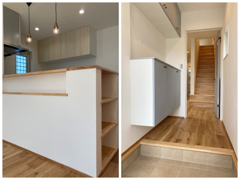 藤沢市辻堂五丁目の売買物件/キッチンまわりの造作棚│玄関