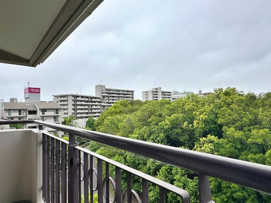 茅ヶ崎市茅ヶ崎二丁目の売買物件/西側のバルコニーからの眺望｜左に見えるイオン。実は公園の反対側にもう一つイオンがあります