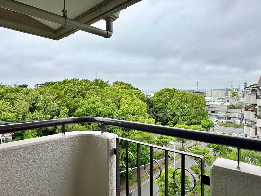 茅ヶ崎市茅ヶ崎二丁目の売買物件/北側のバルコニーからの眺望｜少しわかりづらいですが丹沢山地が望めます