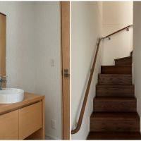 藤沢市辻堂東海岸二丁目の売買物件/リビング横のトイレの手前にある手洗いは、なんだかコロンと可愛い｜階段は手すりのある優しさ