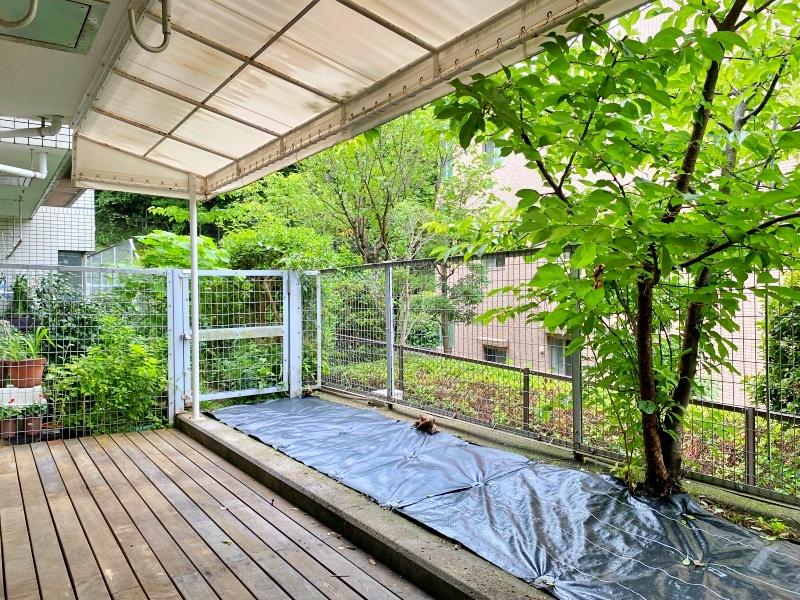 鎌倉市七里ガ浜東二丁目の売買物件/テラス│デッキがあって、テントのような庇があって、庭いじりできそうなスペースまで。過ごし方を考えるだけでワクワクしてきませんか？