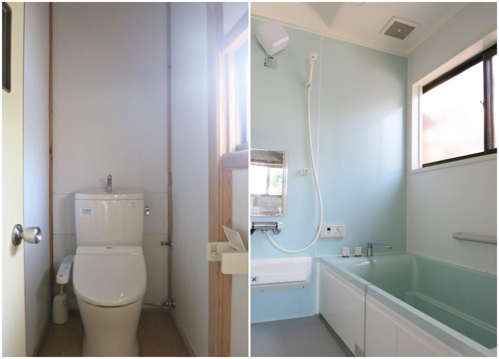 三浦郡葉山町一色の賃貸物件/(左)トイレ｜(右)浴室　それぞれ風通しが良く、明るい雰囲気