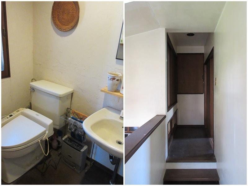 キッチンの奥のトイレと洗面|2階の廊下部分