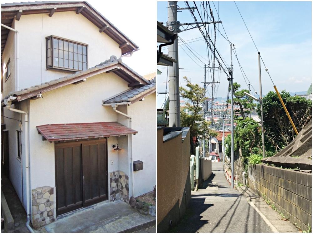 外観|前面道路 家が密集する漁港の町。車は進入できませんが、ご近所さんは原付を乗りこなしています。