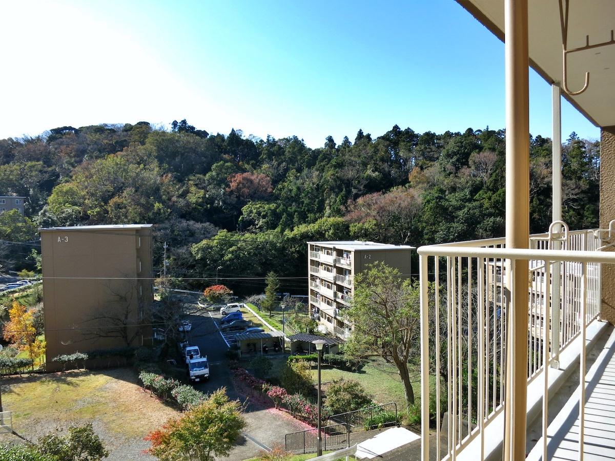 鎌倉市梶原五丁目の賃貸物件/バルコニーからはほのぼのとした団地の風景