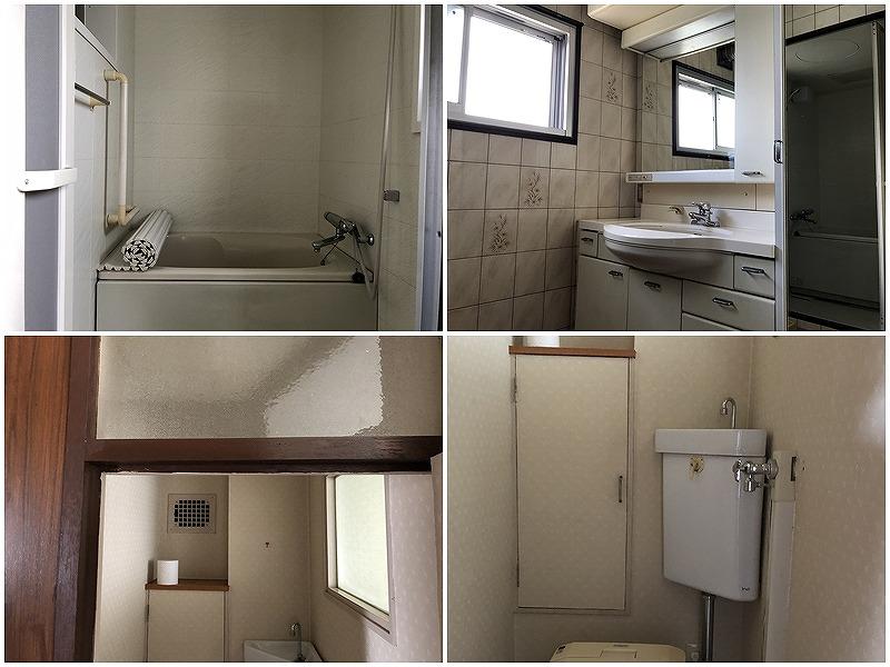 左下の写真はトイレには外に向いた窓がないので、浴室から明かりを取っています。