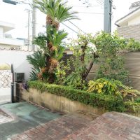 神戸市東灘区森北町の売買物件/アーチの門扉をくぐるとソテツがお出迎え