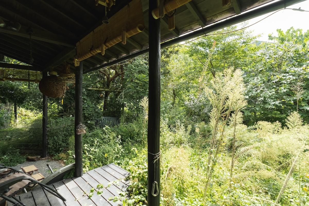 神戸市北区有野町唐櫃の売買物件/デッキから庭を眺める
