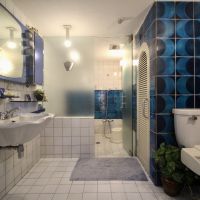 芦屋市平田町の売買物件/タイルが印象的な風呂・トイレ。